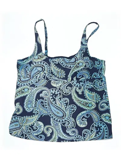 Pre-owned Lands' End Swimsuit Top Blue Paisley Pattern Swimwear