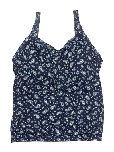 Pre-owned Lands' End Swimsuit Top Blue Paisley Pattern Swimwear