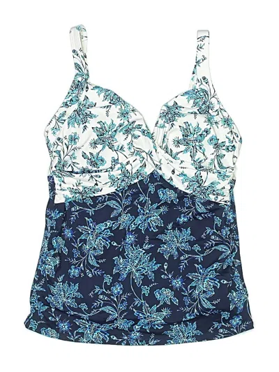 Pre-owned Lands' End Swimsuit Top Blue Paisley Pattern Swimwear