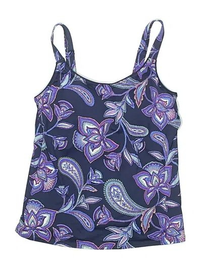 Pre-owned Lands' End Swimsuit Top Blue Paisley Pattern Swimwear