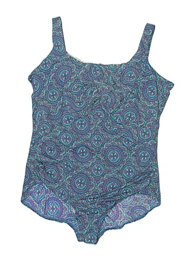 Pre-owned Lands' End Swimsuit Top Blue Paisley Pattern Swimwear