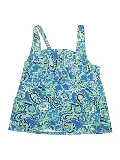 Pre-owned Lands' End Swimsuit Top Blue Paisley Pattern Swimwear