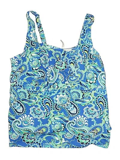 Pre-owned Lands' End Swimsuit Top Blue Paisley Pattern Swimwear