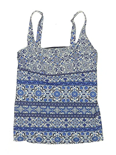 Pre-owned Lands' End Swimsuit Top Blue Paisley Pattern Swimwear
