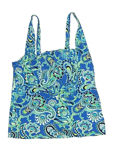 Pre-owned Lands' End Swimsuit Top Blue Paisley Pattern Swimwear