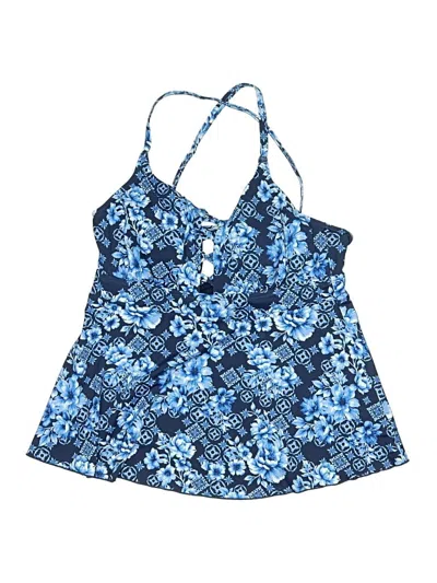 Pre-owned Lands' End Swimsuit Top Blue Paisley Pattern Swimwear