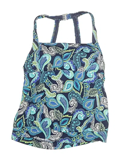 Pre-owned Lands' End Swimsuit Top Blue Paisley Pattern Swimwear