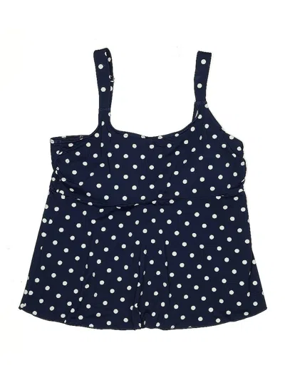 Pre-owned Lands' End Swimsuit Top Blue Polka Dots Pattern Swimwear