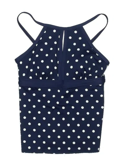 Pre-owned Lands' End Swimsuit Top Blue Polka Dots Pattern Swimwear