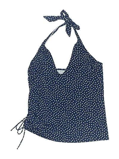 Pre-owned Lands' End Swimsuit Top Blue Polka Dots Pattern Swimwear