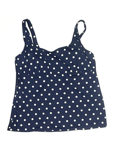 Pre-owned Lands' End Swimsuit Top Blue Polka Dots Pattern Swimwear