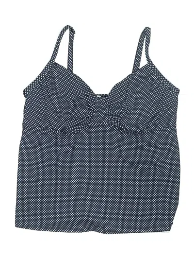 Pre-owned Lands' End Swimsuit Top Blue Polka Dots Pattern Swimwear