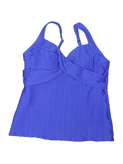 Pre-owned Lands' End Swimsuit Top Blue Polka Dots Pattern Swimwear
