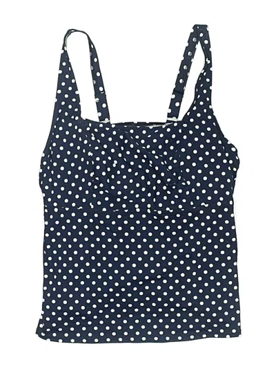Pre-owned Lands' End Swimsuit Top Blue Polka Dots Pattern Swimwear