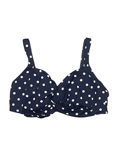 Pre-owned Lands' End Swimsuit Top Blue Polka Dots Pattern Swimwear