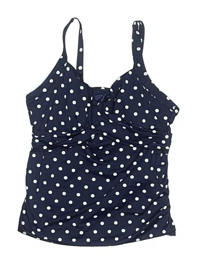 Pre-owned Lands' End Swimsuit Top Blue Polka Dots Pattern Swimwear