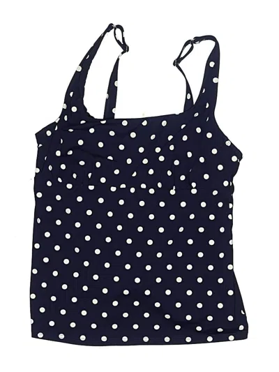 Pre-owned Lands' End Swimsuit Top Blue Polka Dots Pattern Swimwear