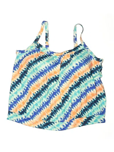 Pre-owned Lands' End Swimsuit Top Blue Print Pattern Swimwear