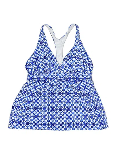 Pre-owned Lands' End Swimsuit Top Blue Print Pattern Swimwear