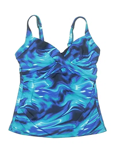 Pre-owned Lands' End Swimsuit Top Blue Print Pattern Swimwear