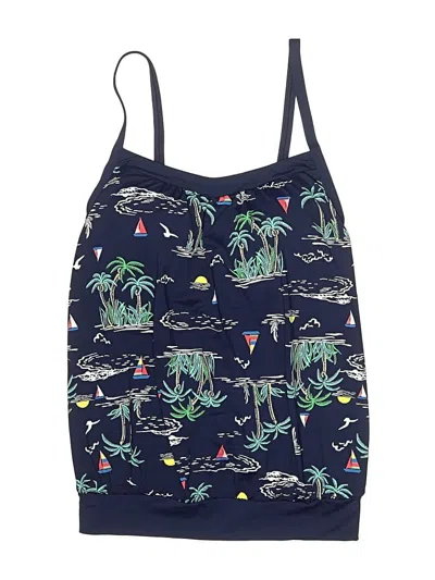 Pre-owned Lands' End Swimsuit Top Blue Print Pattern Swimwear