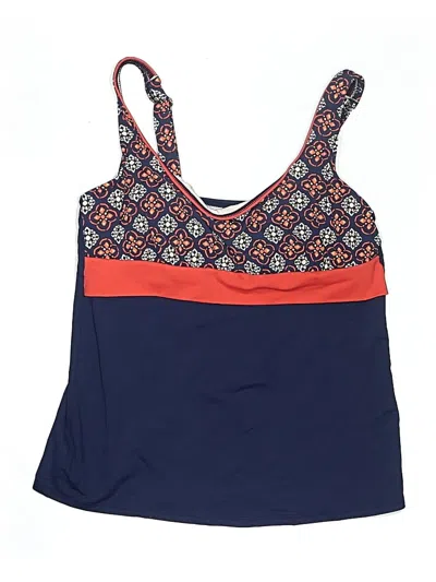 Pre-owned Lands' End Swimsuit Top Blue Print Pattern Swimwear