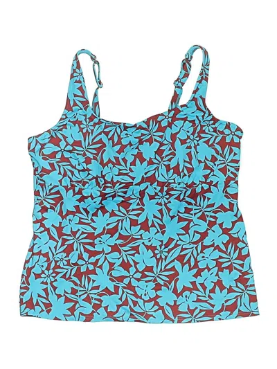 Pre-owned Lands' End Swimsuit Top Blue Print Pattern Swimwear