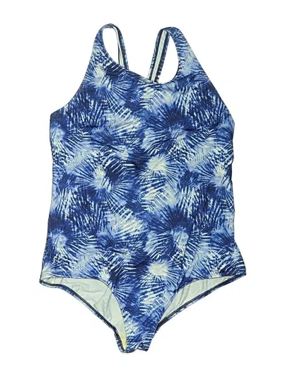 Pre-owned Lands' End Swimsuit Top Blue Print Pattern Swimwear