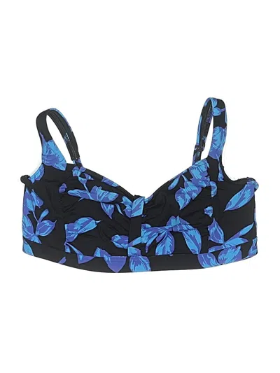 Pre-owned Lands' End Swimsuit Top Blue Print Pattern Swimwear