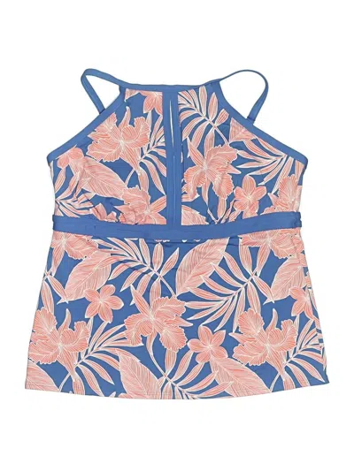 Pre-owned Lands' End Swimsuit Top Blue Print Pattern Swimwear