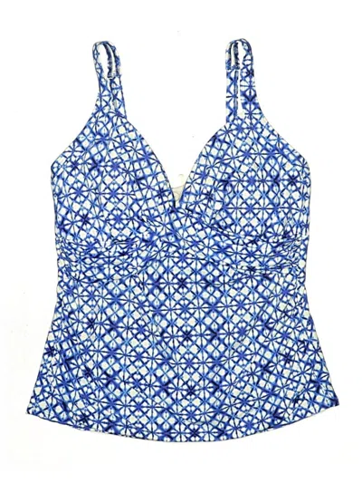 Pre-owned Lands' End Swimsuit Top Blue Print Pattern Swimwear