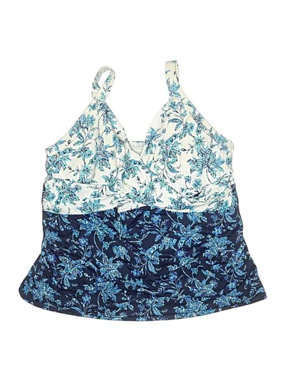 Pre-owned Lands' End Swimsuit Top Blue Print Pattern Swimwear