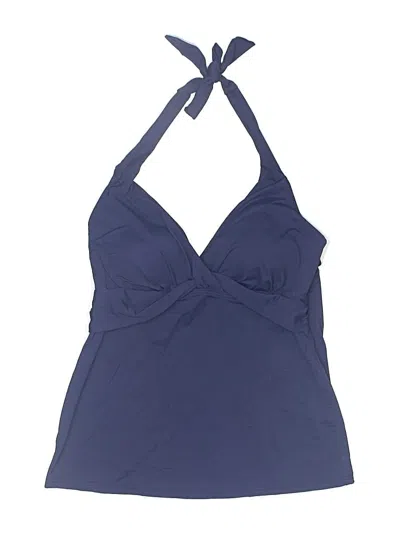 Pre-owned Lands' End Swimsuit Top Blue Solid Pattern Swimwear