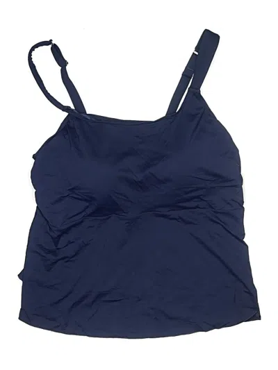 Pre-owned Lands' End Swimsuit Top Blue Solid Pattern Swimwear