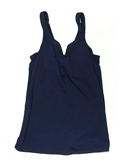 Pre-owned Lands' End Swimsuit Top Blue Solid Pattern Swimwear