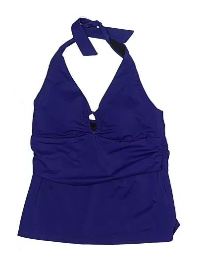 Pre-owned Lands' End Swimsuit Top Blue Solid Pattern Swimwear