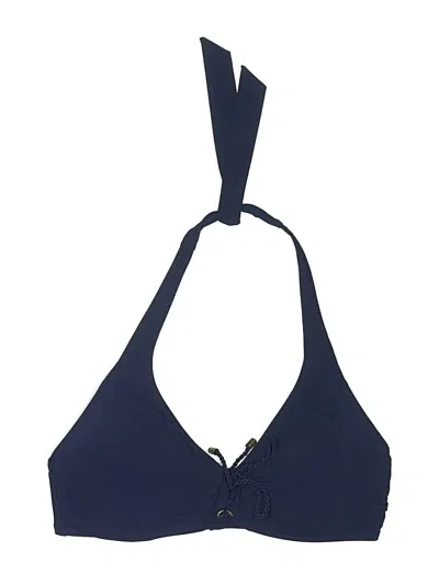 Pre-owned Lands' End Swimsuit Top Blue Solid Pattern Swimwear
