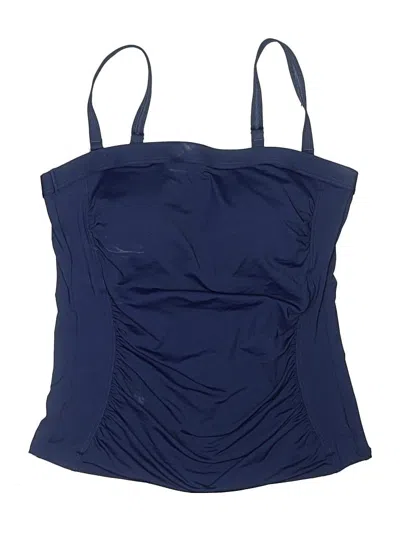 Pre-owned Lands' End Swimsuit Top Blue Solid Pattern Swimwear