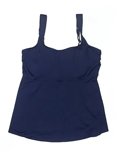 Pre-owned Lands' End Swimsuit Top Blue Solid Pattern Swimwear