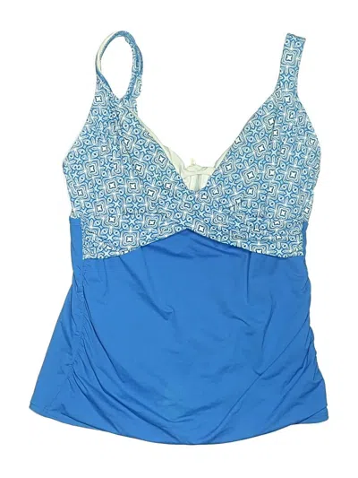 Pre-owned Lands' End Swimsuit Top Blue Stars Pattern Swimwear