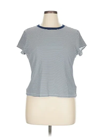 Pre-owned Lands' End Swimsuit Top Blue Stripes Pattern Swimwear