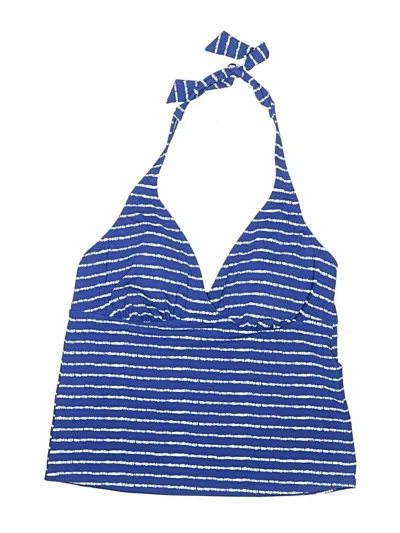 Pre-owned Lands' End Swimsuit Top Blue Stripes Pattern Swimwear