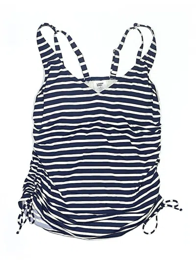Pre-owned Lands' End Swimsuit Top Blue Stripes Pattern Swimwear