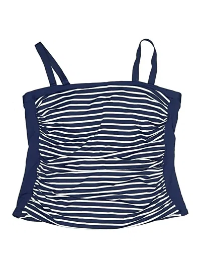 Pre-owned Lands' End Swimsuit Top Blue Stripes Pattern Swimwear