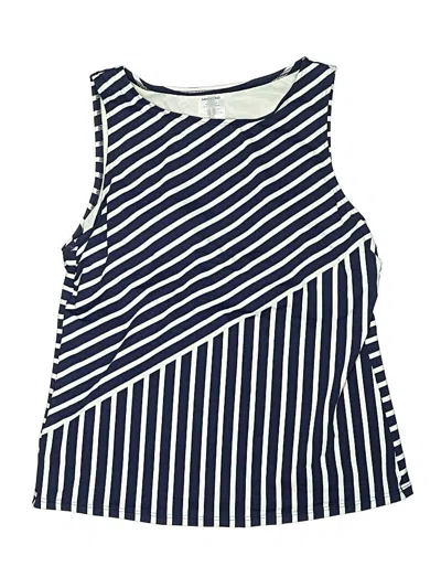 Pre-owned Lands' End Swimsuit Top Blue Stripes Pattern Swimwear