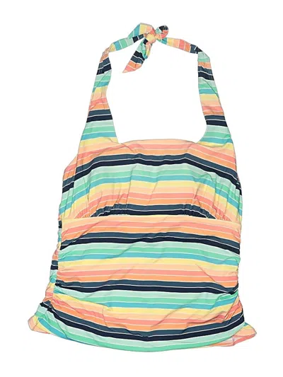 Pre-owned Lands' End Swimsuit Top Blue Stripes Pattern Swimwear
