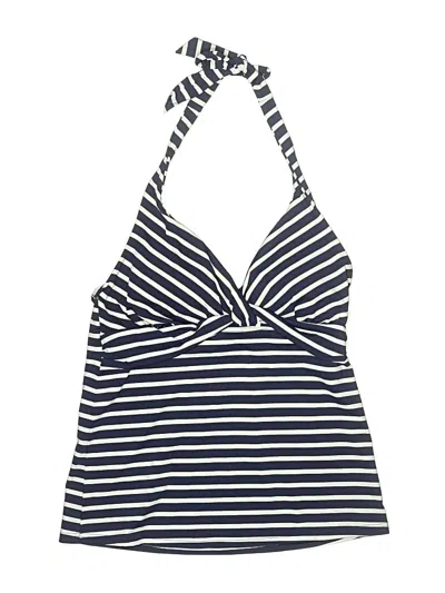 Pre-owned Lands' End Swimsuit Top Blue Stripes Pattern Swimwear