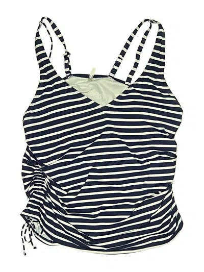 Pre-owned Lands' End Swimsuit Top Blue Stripes Pattern Swimwear