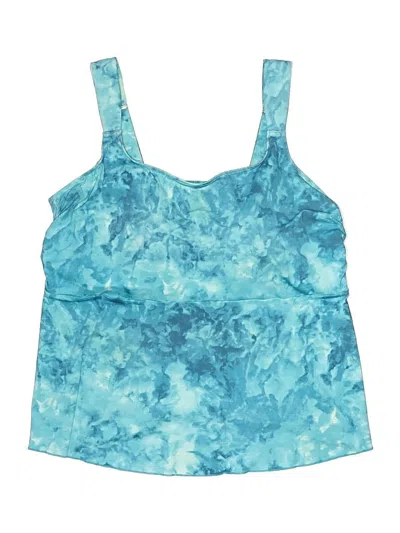 Pre-owned Lands' End Swimsuit Top Blue Tie-dye Pattern Swimwear