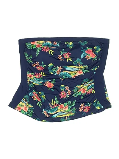 Pre-owned Lands' End Swimsuit Top Blue Tropical Pattern Swimwear
